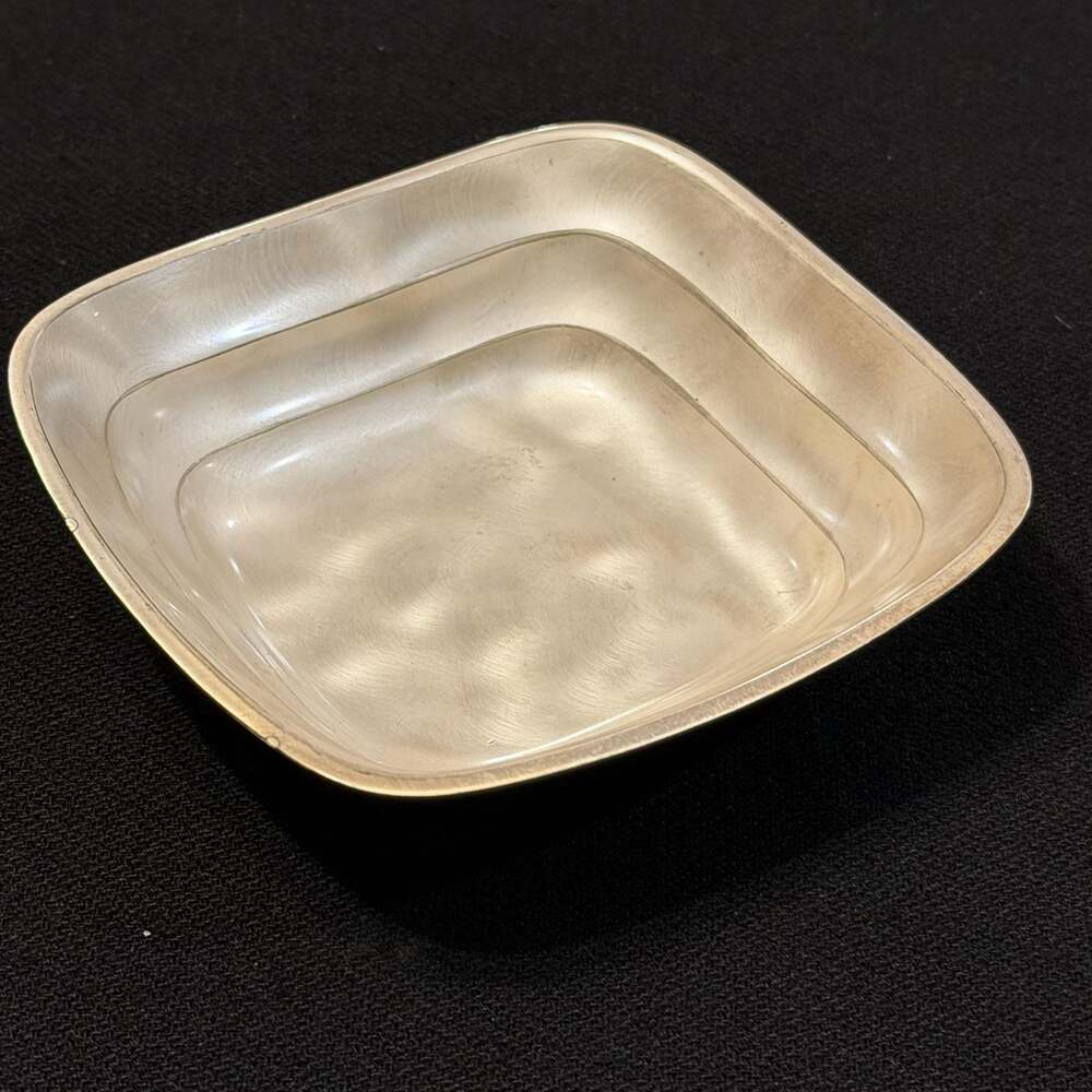 Vintage WMF Silver Plated Brass Square Hammered Trinket Bowl Made in Germany